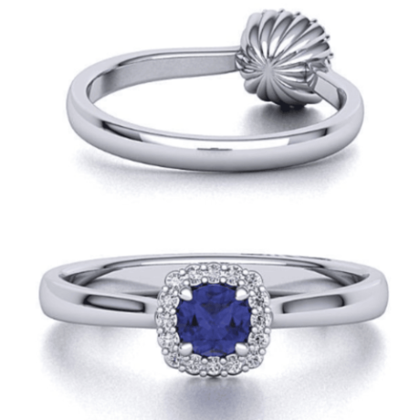 2ct Blue Ethiopian Sapphire ring with 0.2ct diamonds made up of 14ct Gold